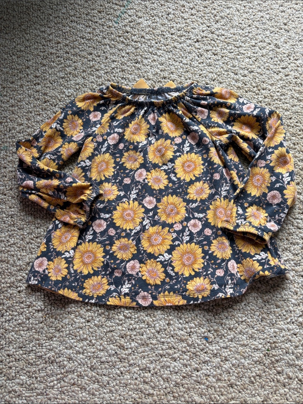 Rachel Zoe Girls' Floral Long Sleeve Top - Yellow & Black